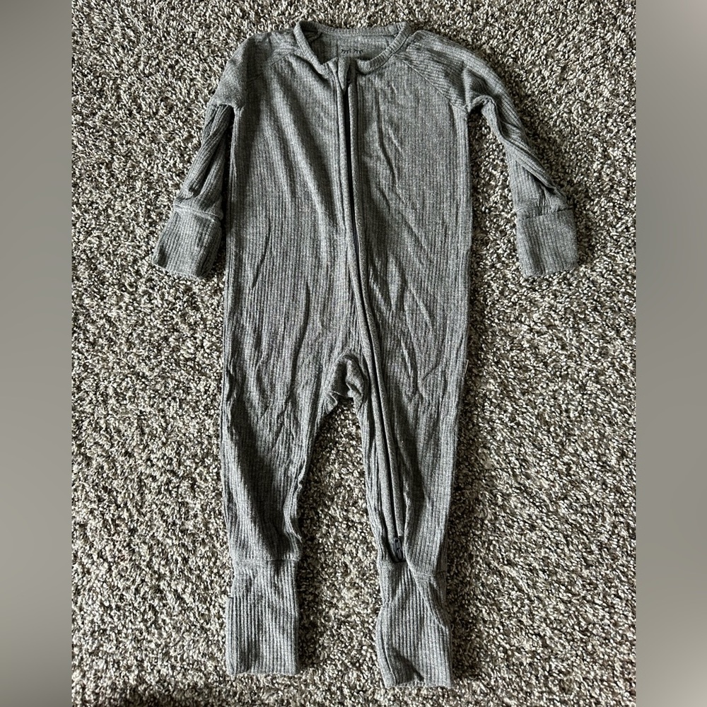 Little Sleepies Ribbed Gray Zippy